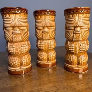 3 Tiki Bob's San Francisco Peanut Lined Face Made In Japan Super Rare
